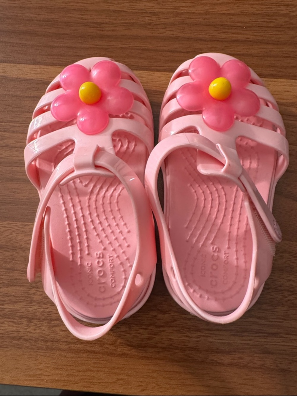CROCS Pink Jelly Flower Backstrap Sandals for Kids